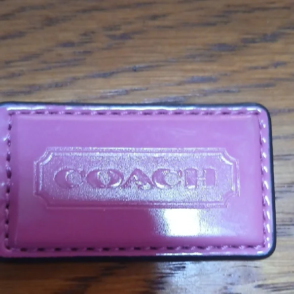Coach Pink Tag 2.5 Keychain with Silver Chain - Picture 2 of 3